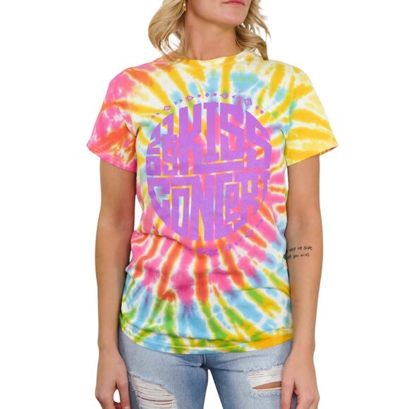 Kiss Concert Festival Rainbow Tie Dye Graphic Crewneck T-Shirt Small - Picture 1 of 6